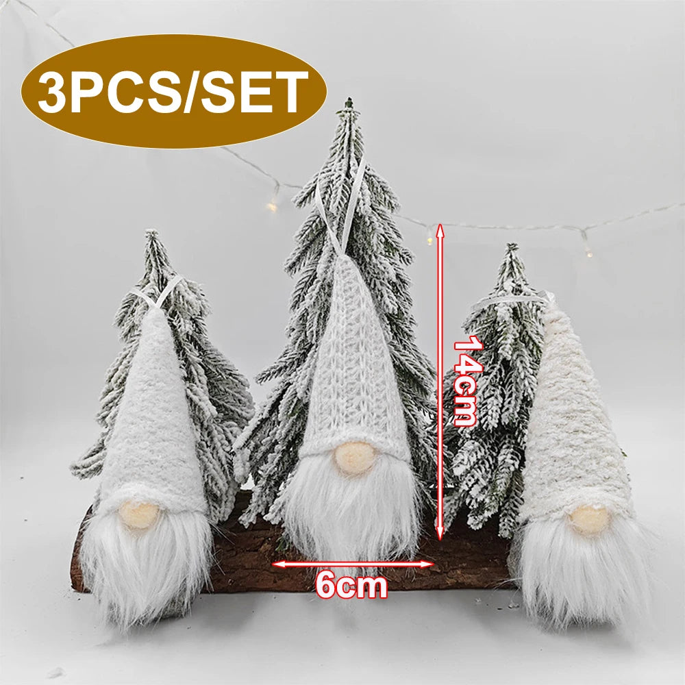 Colgantes de muñecos tejidos navideños – Set decorativo de 3 unidades