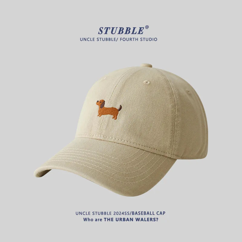 Gorra de béisbol con bordado de perro salchicha