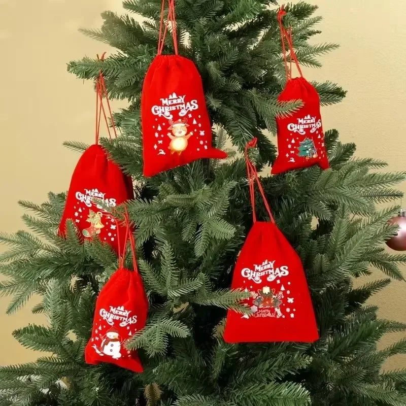 Bolsas de terciopelo navideñas
