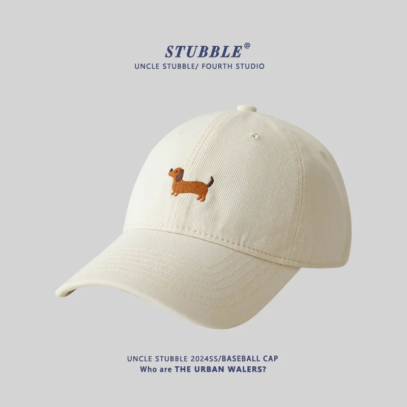 Gorra de béisbol con bordado de perro salchicha