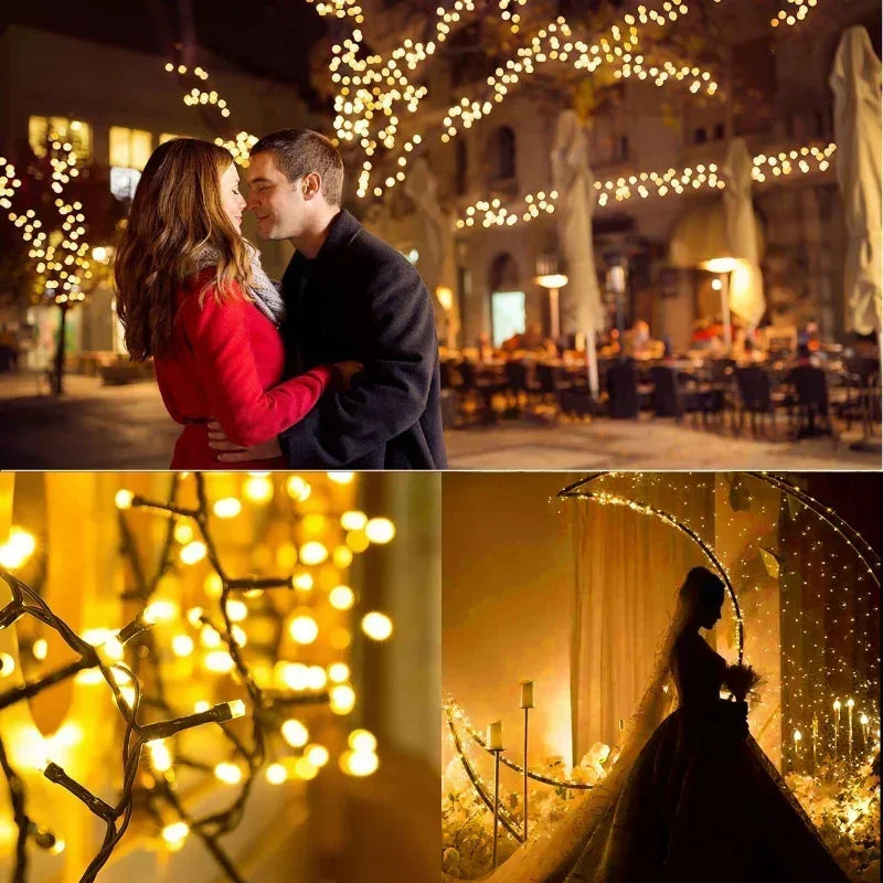 Cadena de luces solares para exteriores, decoración navideña LED, cadena de luces solares de hadas, decoración navideña para jardín