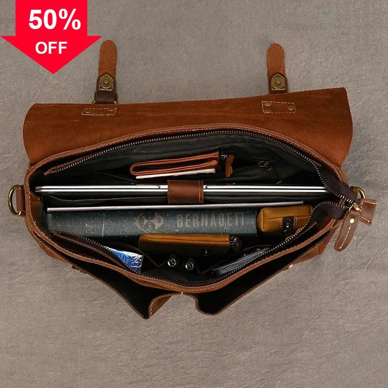 Maletín de cuero Newsbirds – Estilo, clase y calidad auténtica.