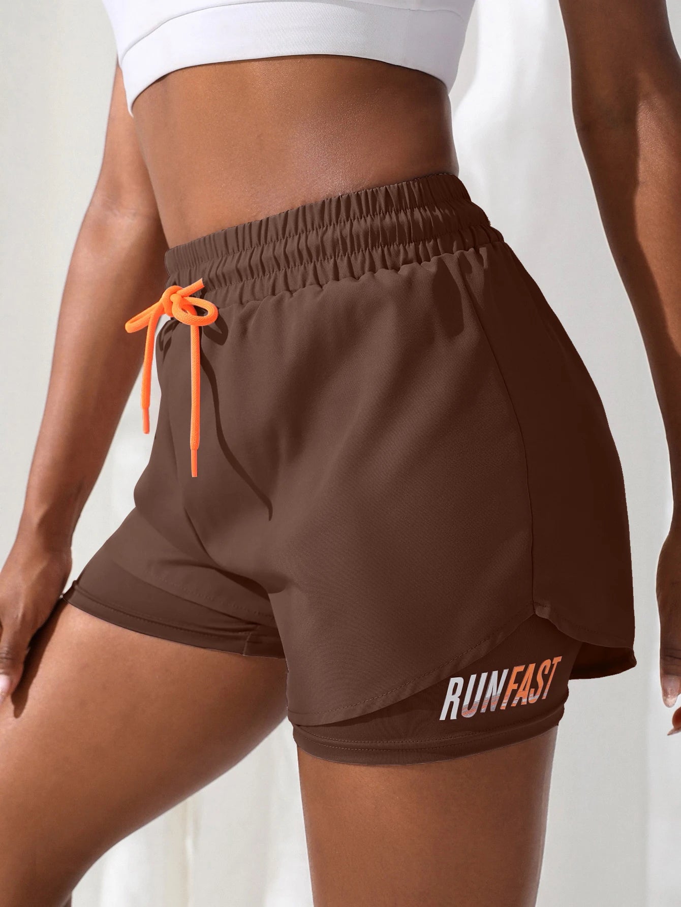 Pantalones cortos de yoga de tiro alto para mujer con control de proximidad elástico, pantalones cortos para correr, pantalones falsos de dos piezas
