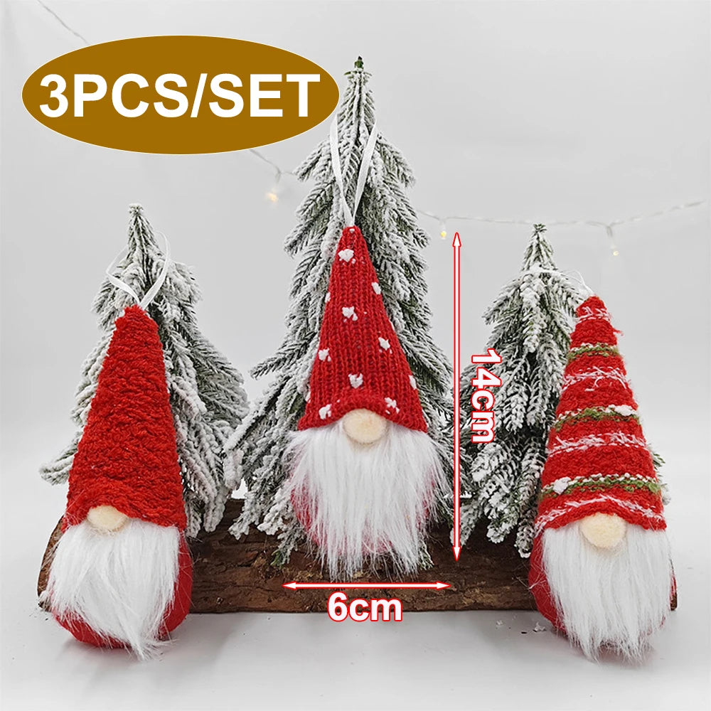 Colgantes de muñecos tejidos navideños – Set decorativo de 3 unidades
