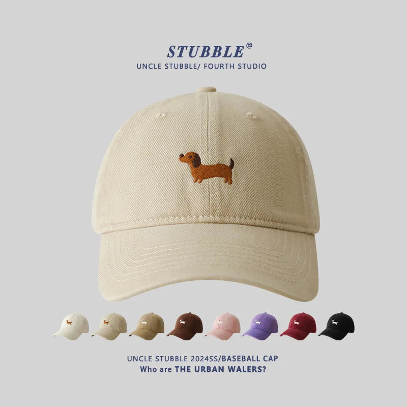 Gorra de béisbol con bordado de perro salchicha