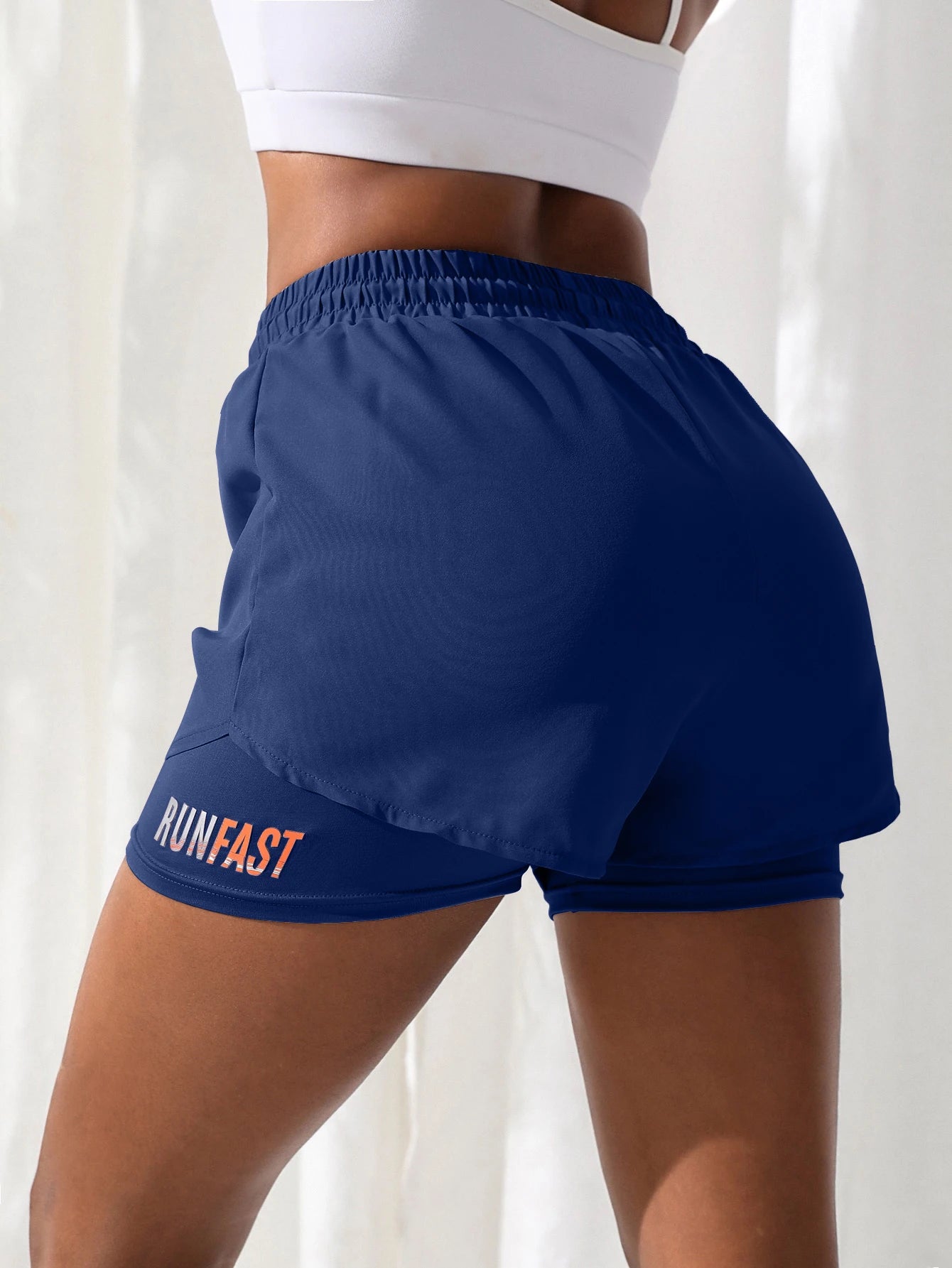 Pantalones cortos de yoga de tiro alto para mujer con control de proximidad elástico, pantalones cortos para correr, pantalones falsos de dos piezas