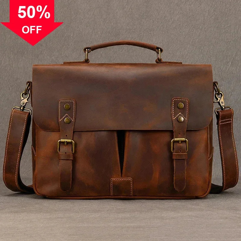 Maletín de cuero Newsbirds – Estilo, clase y calidad auténtica.