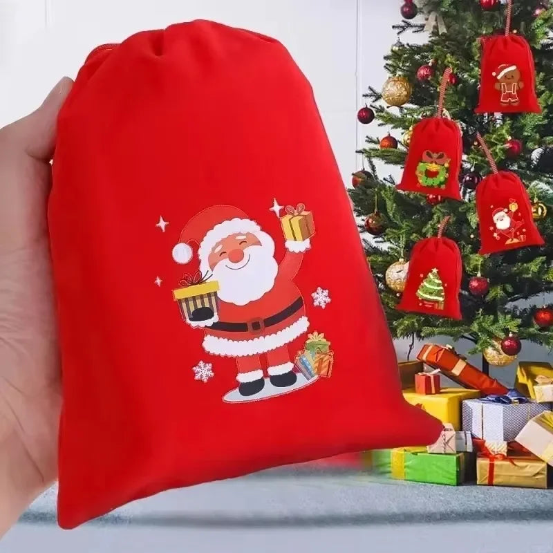 Bolsas de terciopelo navideñas