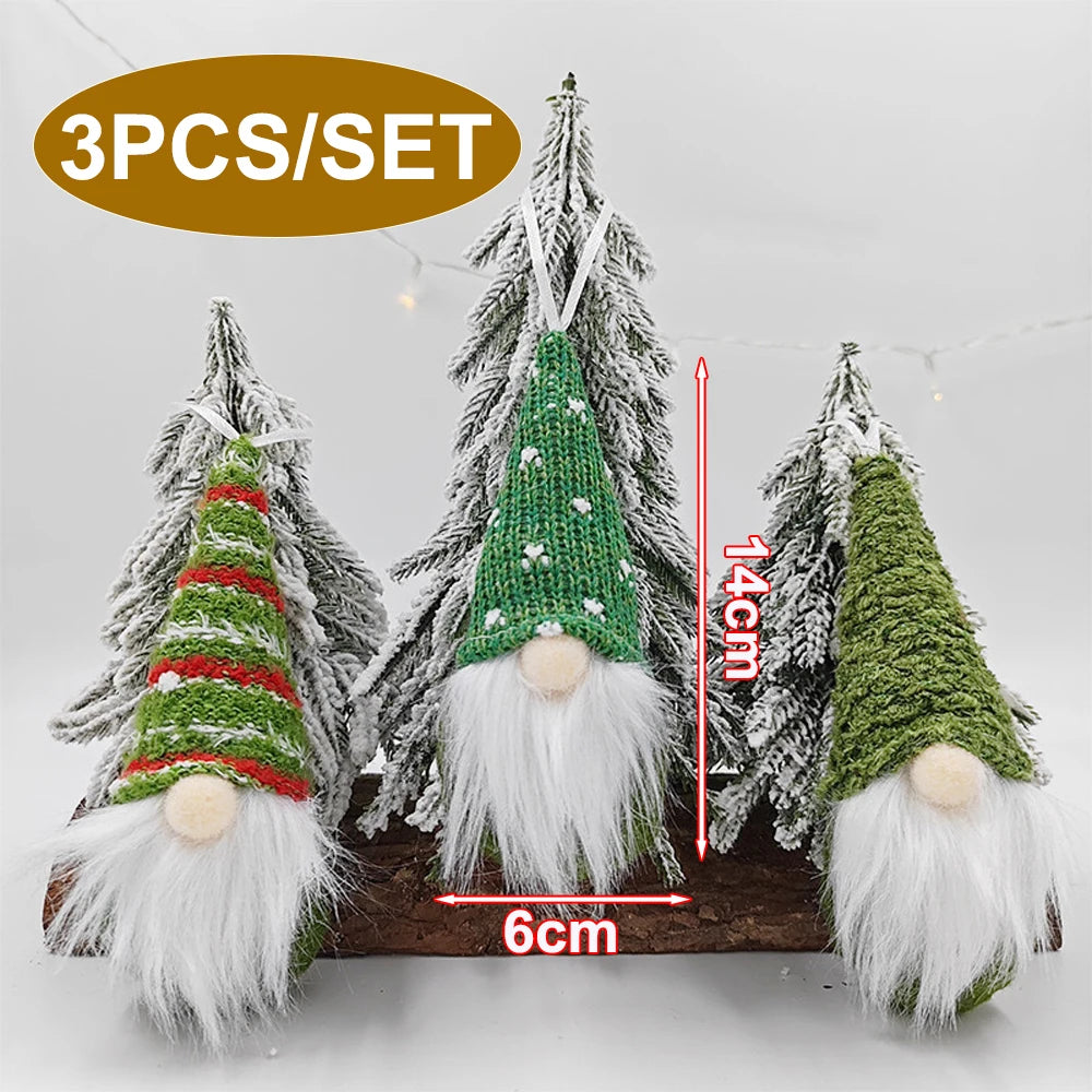 Colgantes de muñecos tejidos navideños – Set decorativo de 3 unidades