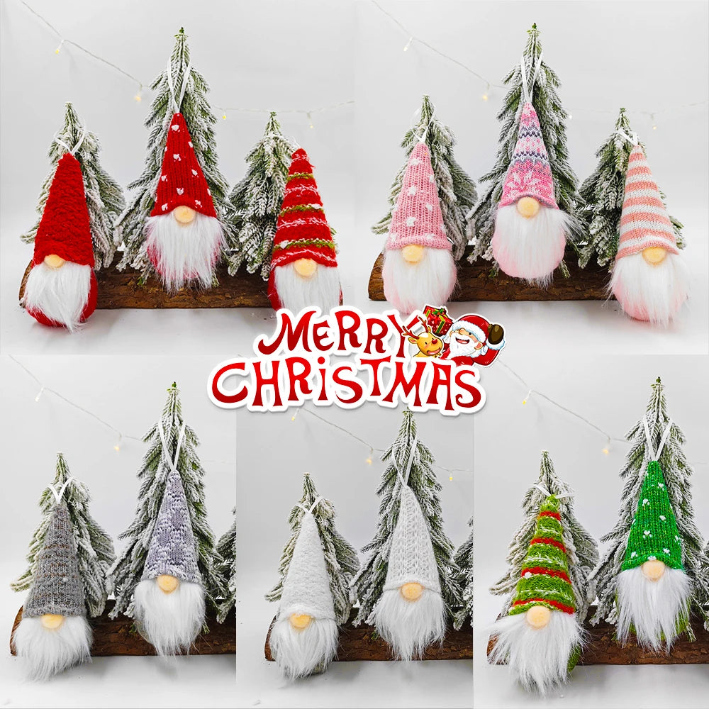 Colgantes de muñecos tejidos navideños – Set decorativo de 3 unidades