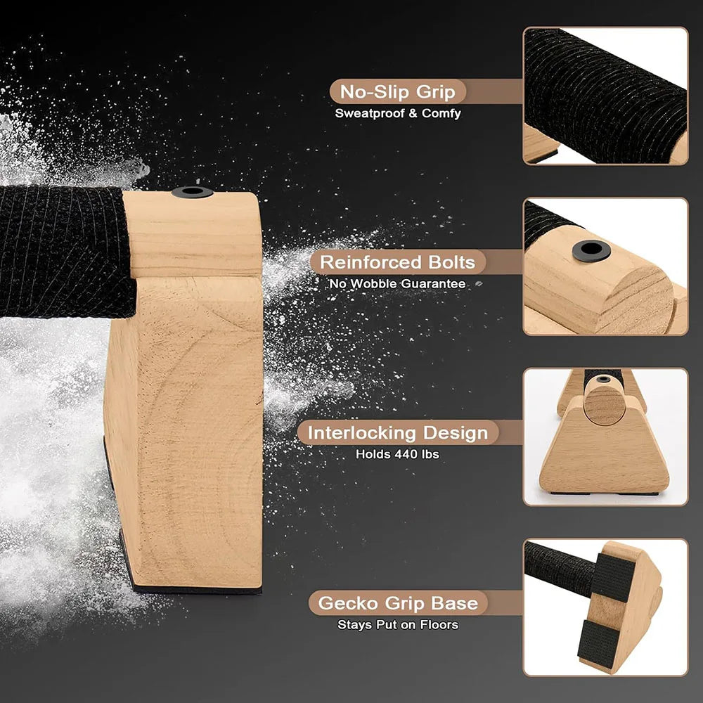 Barras de Flexiones de Madera Antideslizantes – Entrenamiento de Fuerza y Estabilidad