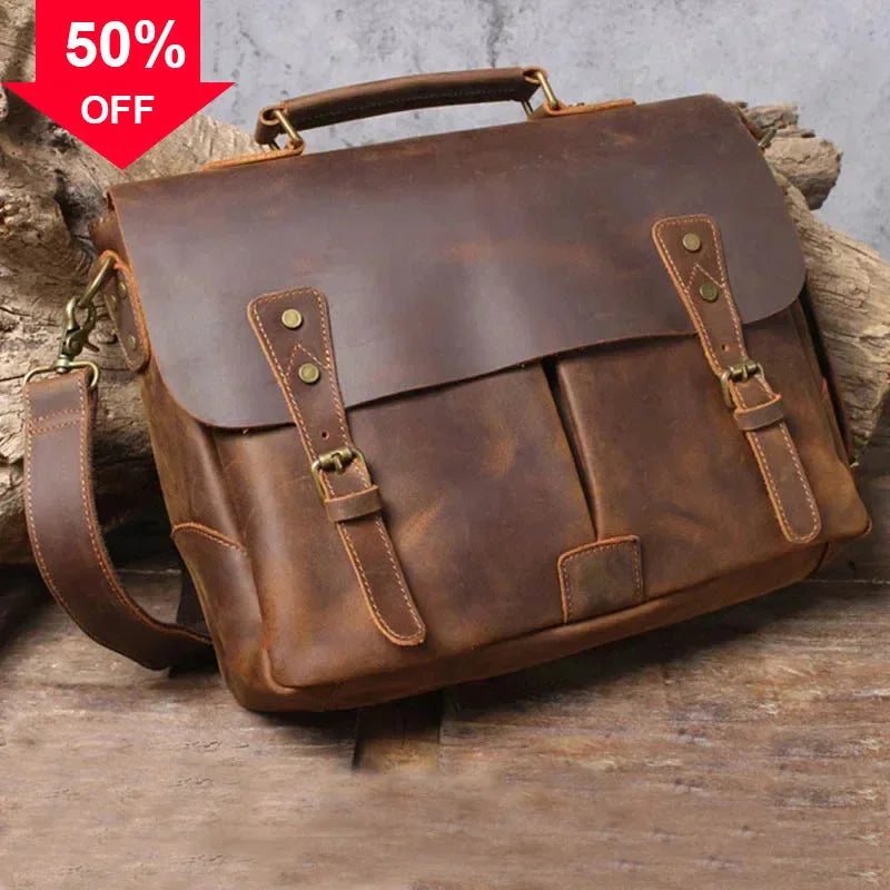 Maletín de cuero Newsbirds – Estilo, clase y calidad auténtica.