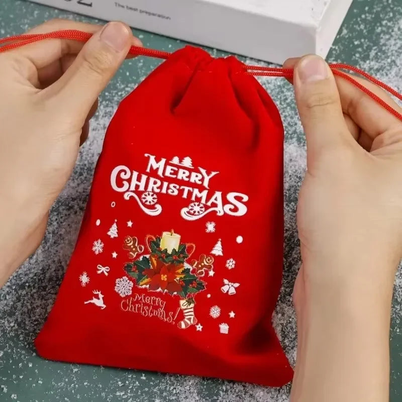 Bolsas de terciopelo navideñas
